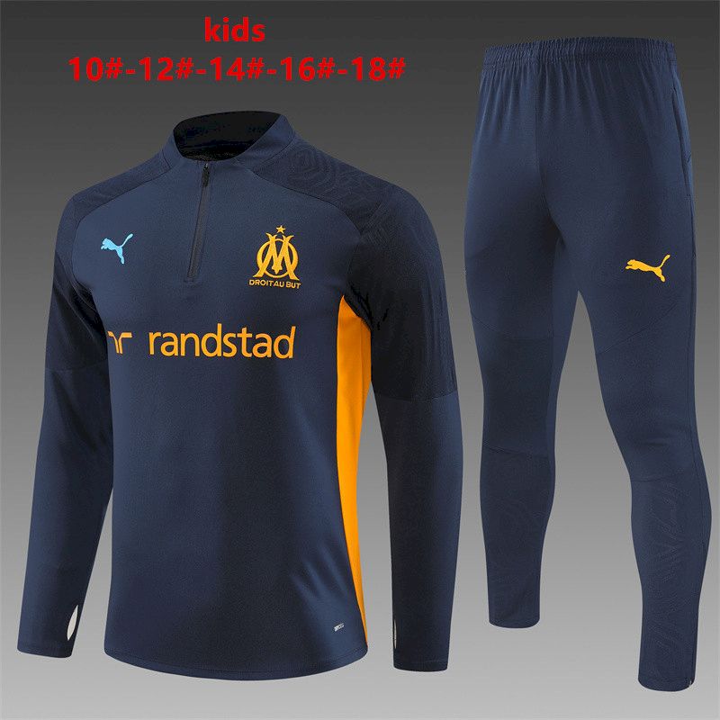 Unisex Olympique Marseille 2024/25 Half-Zip Kids Sweater+Pant 14001
