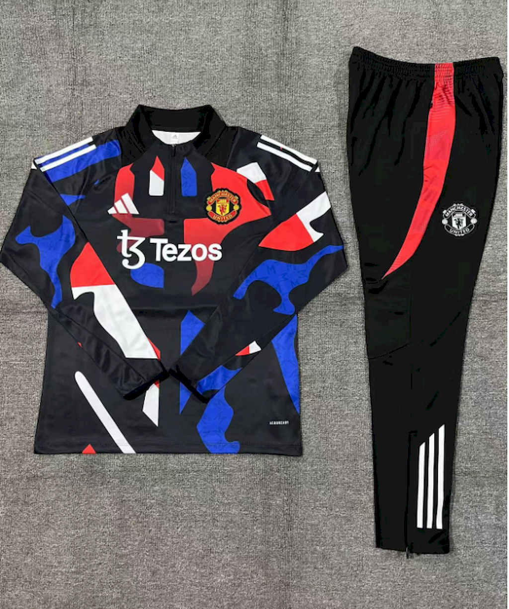 Unisex Manchester United 2024/25 Half-Zip Kids Sweater+Pant 14001 - Image 2