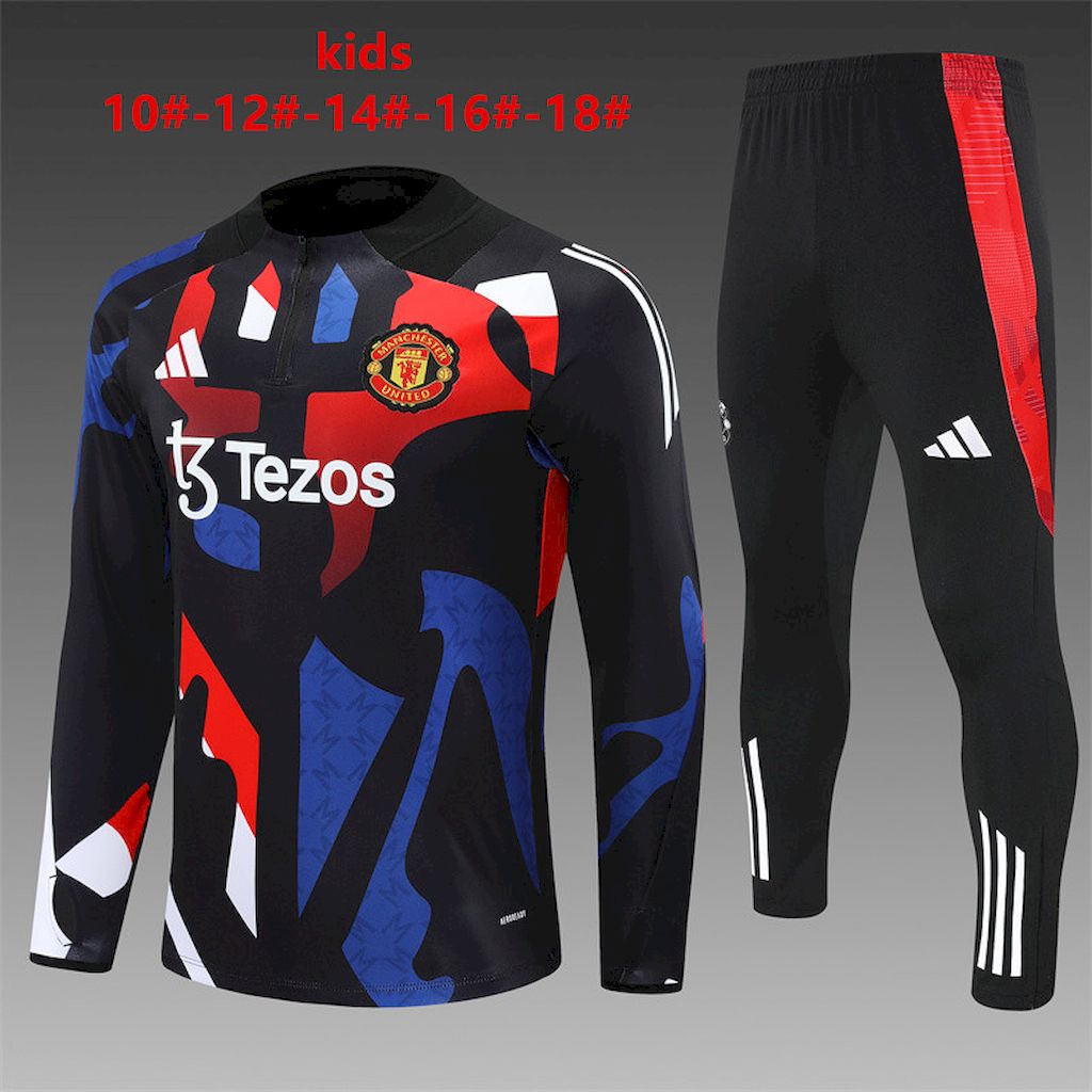 Unisex Manchester United 2024/25 Half-Zip Kids Sweater+Pant 14001