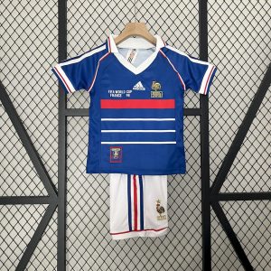 France 1998 Home Kids Retro Jersey And Shorts