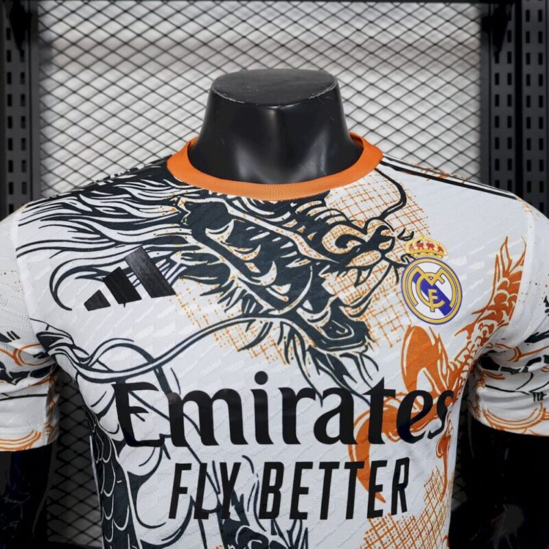 Real Madrid 2025/26 Black and white dragon version Jersey Player Version - Image 6