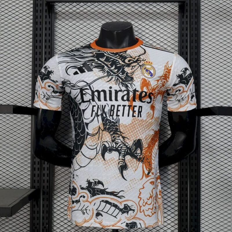 Real Madrid 2025/26 Black and white dragon version Jersey Player Version