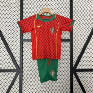 Portugal 2004 home kids retro Jersey and shorts