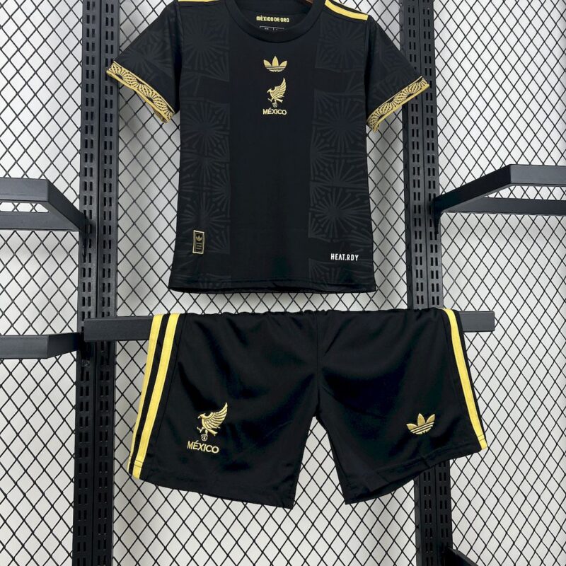 Mexico 2025/26 Gold- Black Kids Kit - Image 3