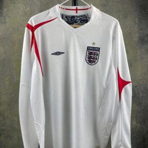 England 2006 World Cup Home Long Sleeves Retro Jersey