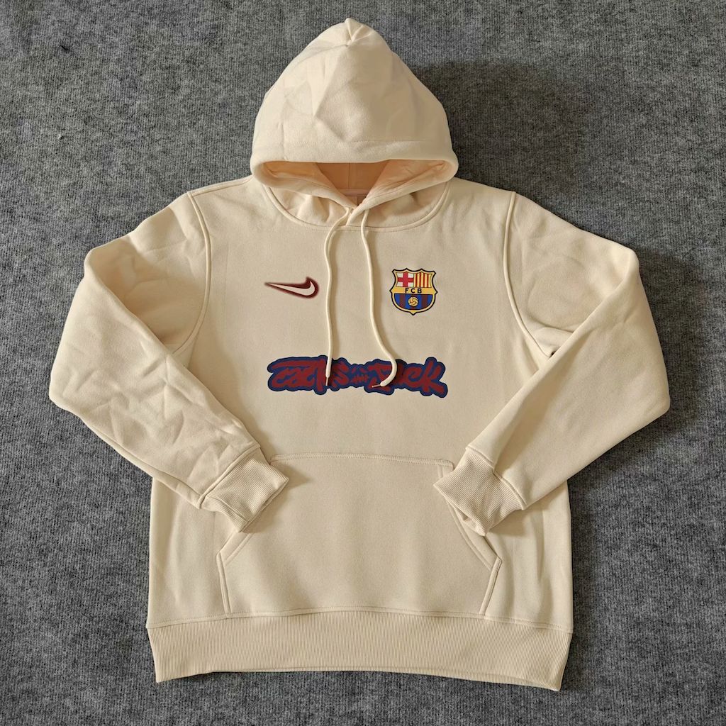 Barcelona 2025 Travis Scott Edition Beige Football Hoodie
